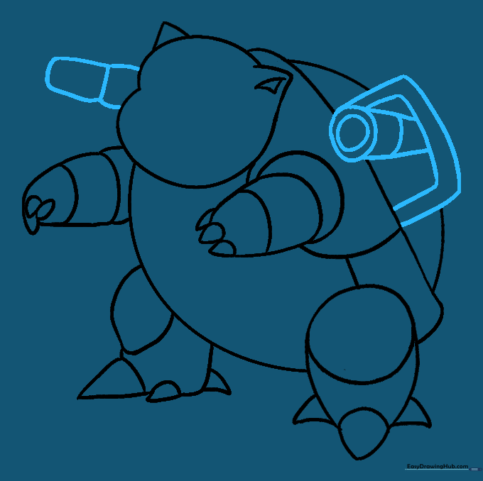 Detailed drawing of the two water cannons attached to the shell.