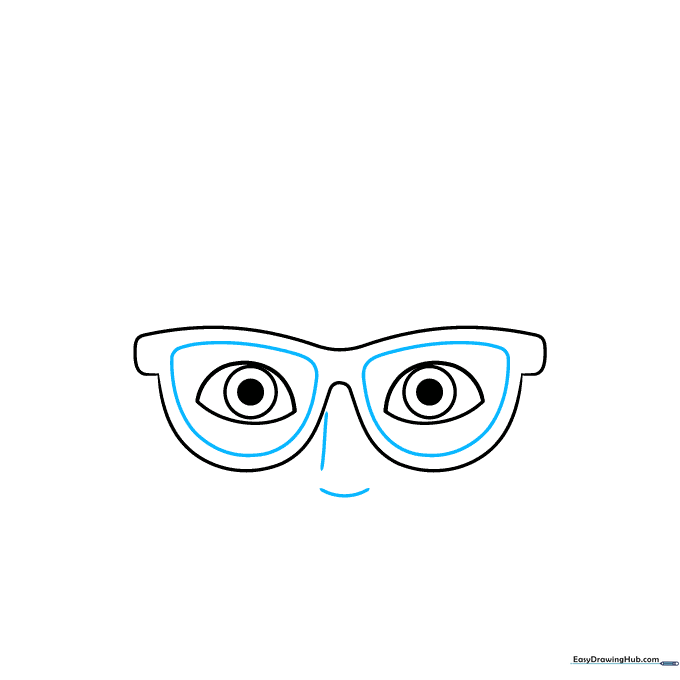 Drawing the inner lens details and a simple nose bridge.