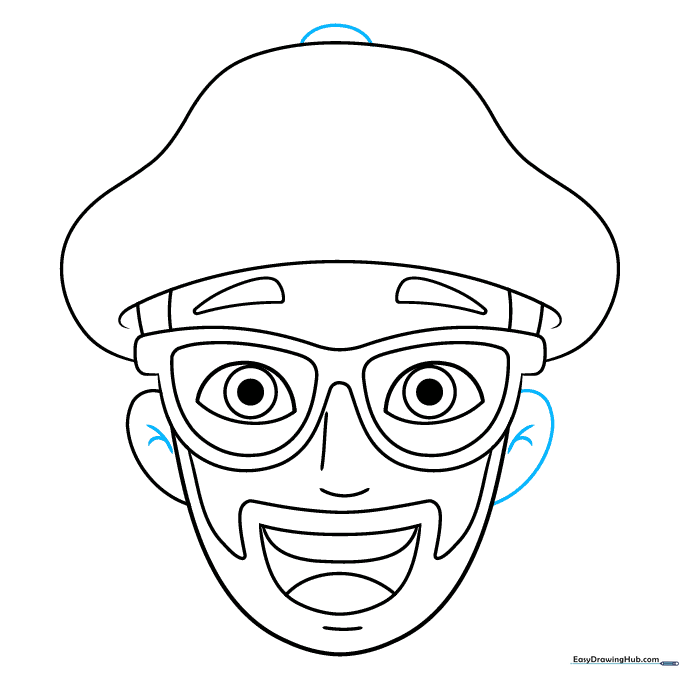 Adding the second ear and the small button on top of the hat.