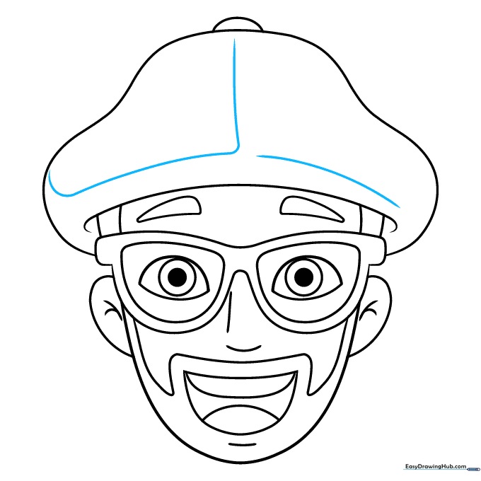 Adding final structural lines to the hat.