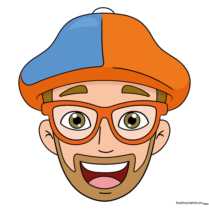 The finished, colored Blippi drawing.