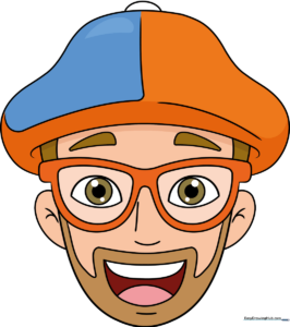 A vibrant, finished illustration of Blippi, ready for coloring.