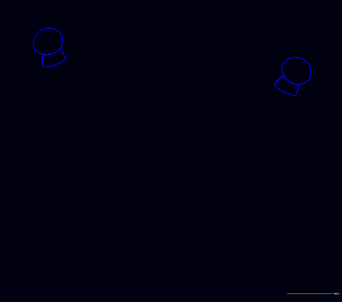 Small circles drawn at the ends of the arms to serve as hand guides.
