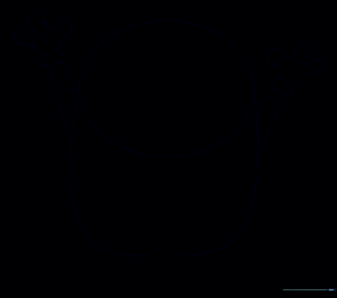 The hand area after erasing the internal guide lines.