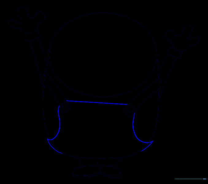 The outline of the Minion's overalls and pants.