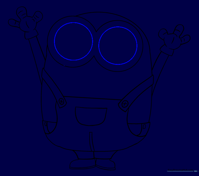Smaller circles drawn inside the eyes to represent lenses.