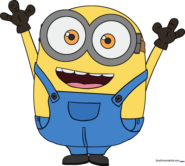 A vibrant, finished illustration of Bob the Minion, showcasing the final result of the tutorial.