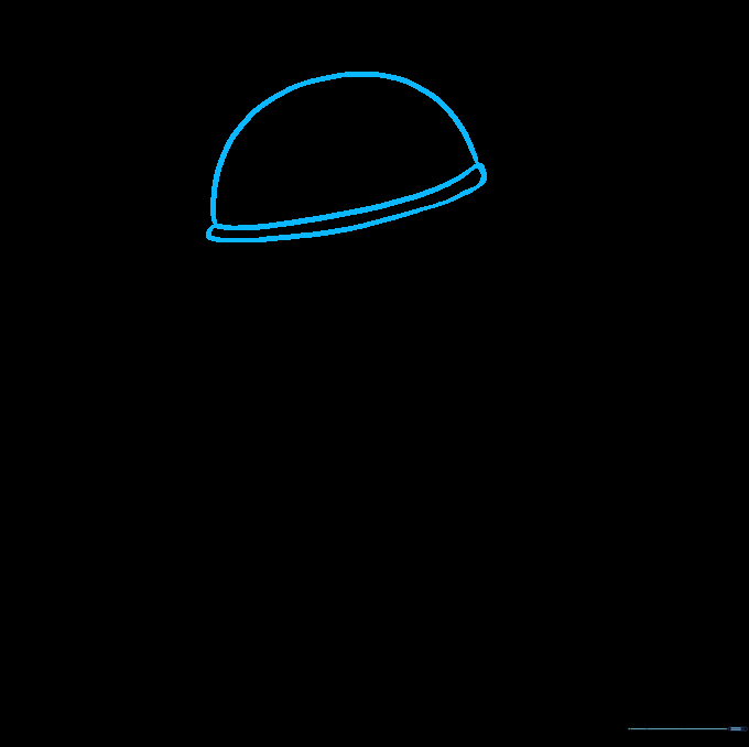 Pencil sketch showing the top curve and eyepiece outline of Boba Fett's helmet.