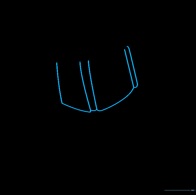 Drawing the vertical lines that define the lower section of the Mandalorian helmet.