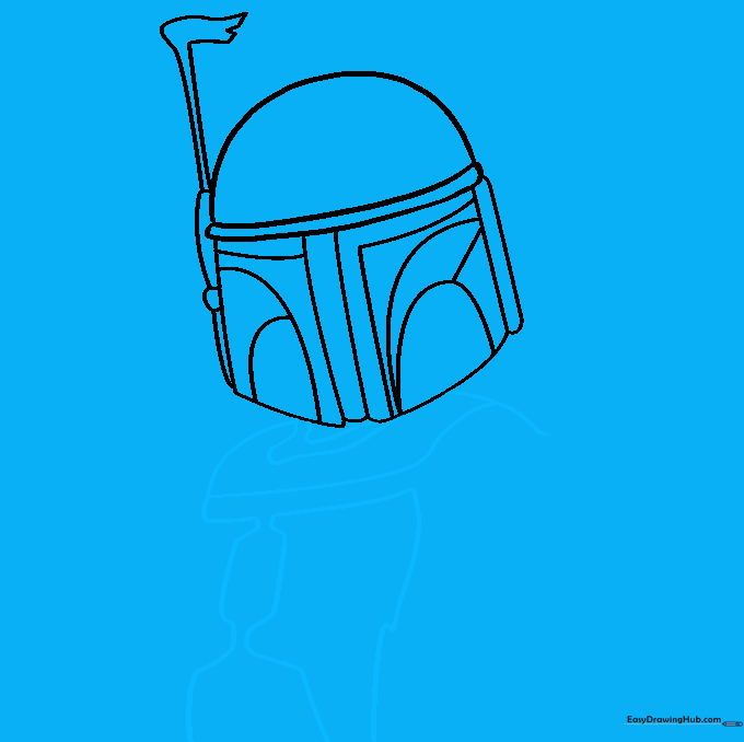 Sketching the neck and chest plate armor sections.