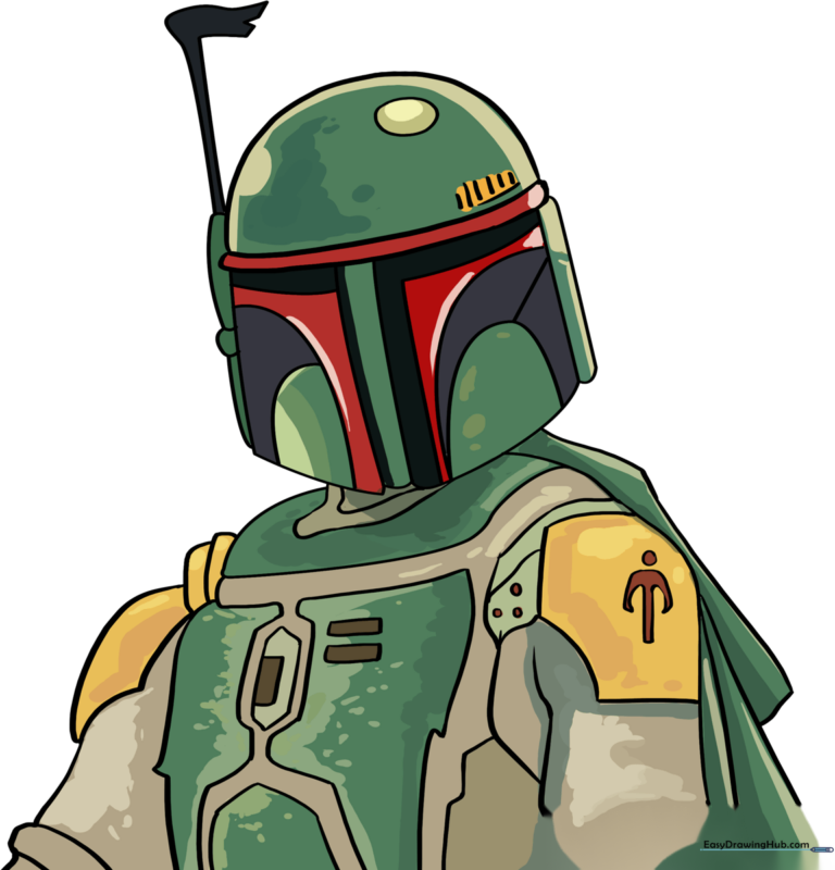 A complete, colored illustration of Boba Fett, the legendary bounty hunter.