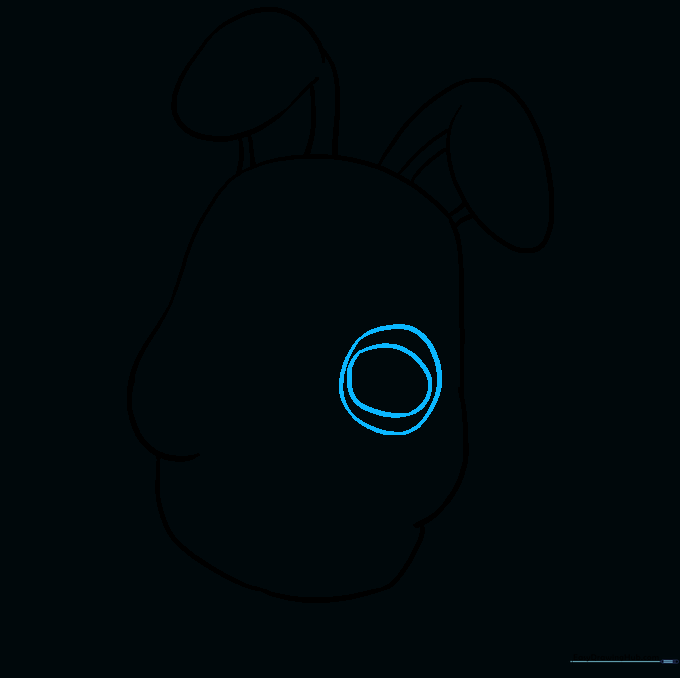 Sketching the first large, irregular eye socket for Bonnie.