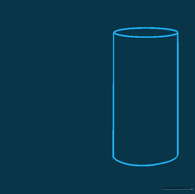 A light pencil sketch of a vertical cylinder used as the foundational shape for a boot.