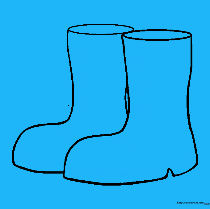 Adding straps and sole details to the boot outlines.