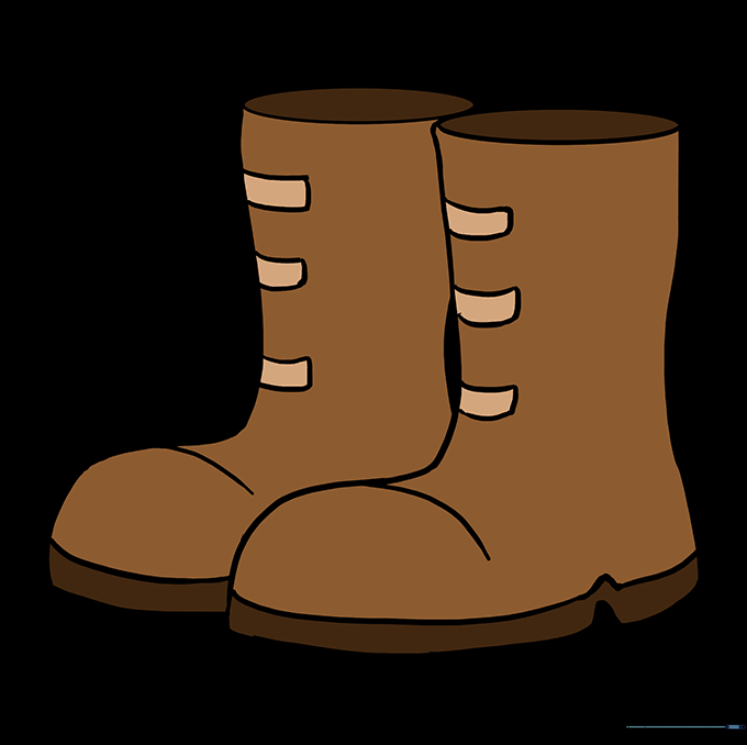 Final colored illustration of a pair of boots.