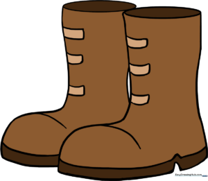 A colorful, finished drawing of a pair of boots, showcasing the final result of the tutorial.