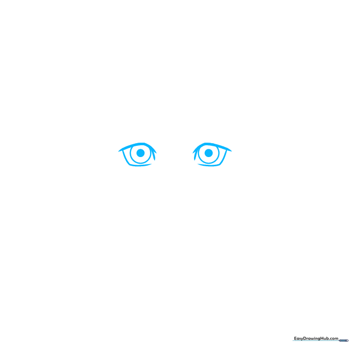 Close-up of Boruto Uzumaki's anime-style eyes sketched with pencil on white paper.