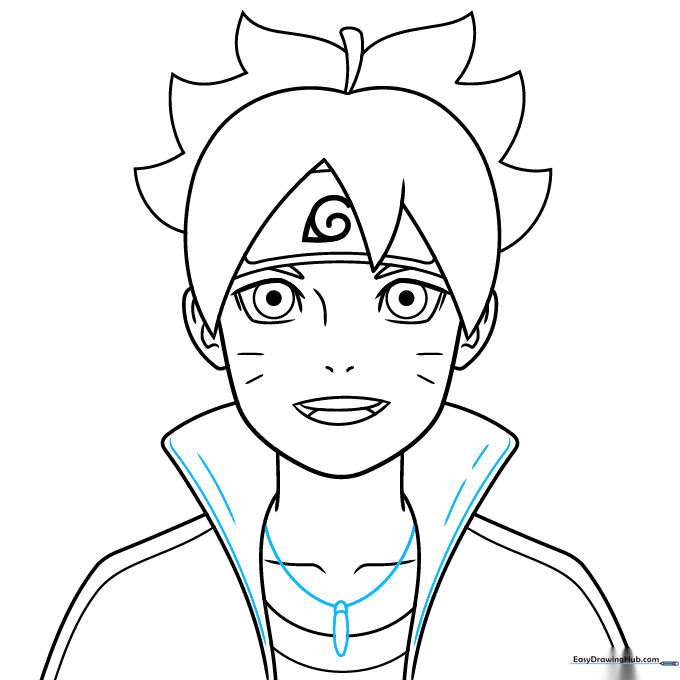 Finalizing the drawing by adding the necklace and cleaning up construction lines.