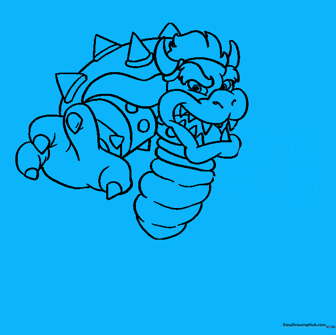 Drawing of Bowser's second arm with a spiked wristband.