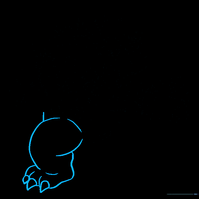 Sketch showing the structure of Bowser's leg and large, clawed foot.