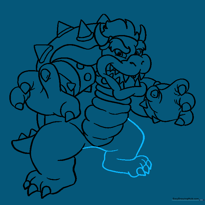Finalizing the outline by adding the second leg and claws.