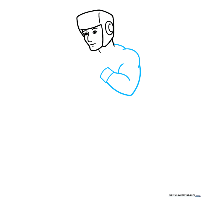 Sketching the shoulder and upper arm anatomy for the boxer.