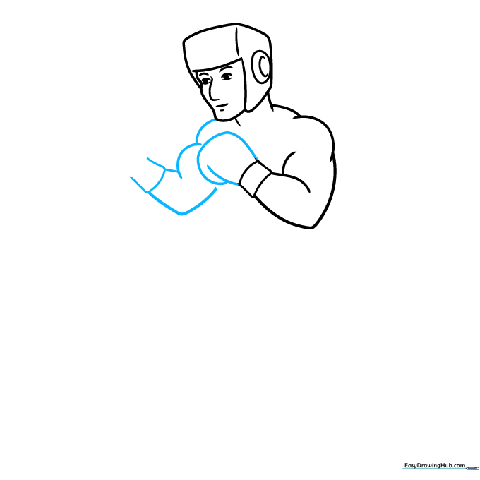 Adding the first boxing glove to the character's arm.