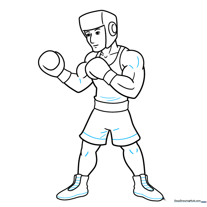 Final line art of the boxer with added detail lines.