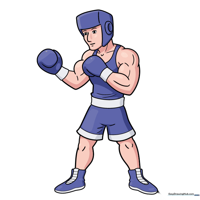 A fully colored illustration of a boxer in a fighting stance.