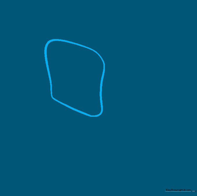 A simple, light pencil outline of an irregular square shape representing the front face of a bread loaf.