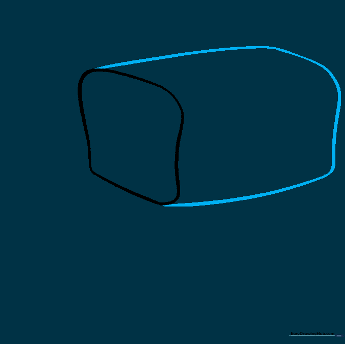 The bread loaf shape is extended backward with a curved line to show depth.