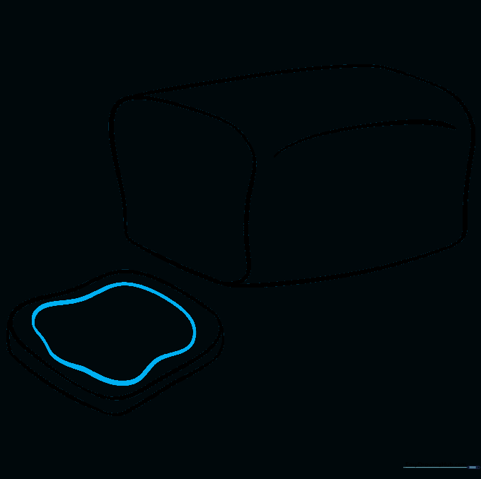 An irregular blob shape drawn on the bread slice to represent a spread like butter or jam.