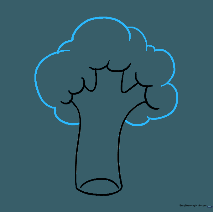 Adding a wavy, cloud-like outline to the top of the broccoli to represent the florets.