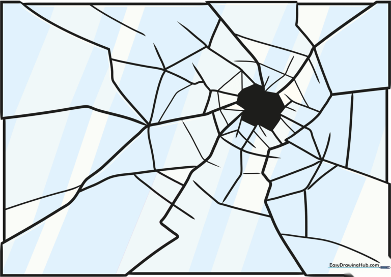 A high-quality, finished illustration of a shattered window with realistic light reflections.