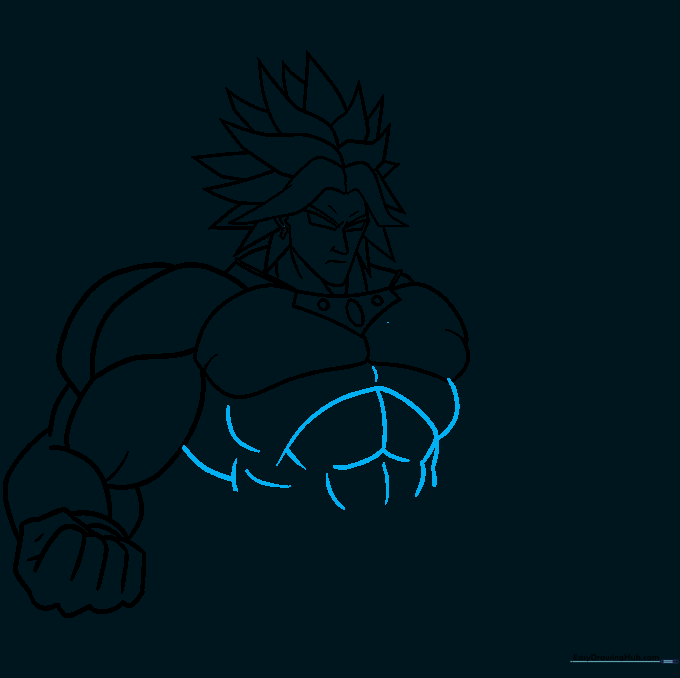 Adding detail to Broly's chest and abdominal muscles.