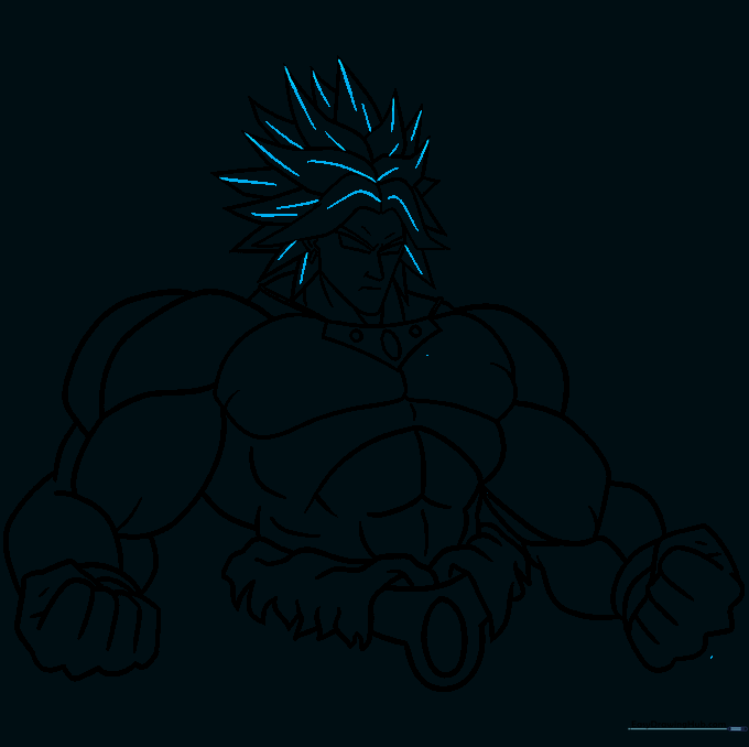 Adding texture lines to Broly's hair spikes.