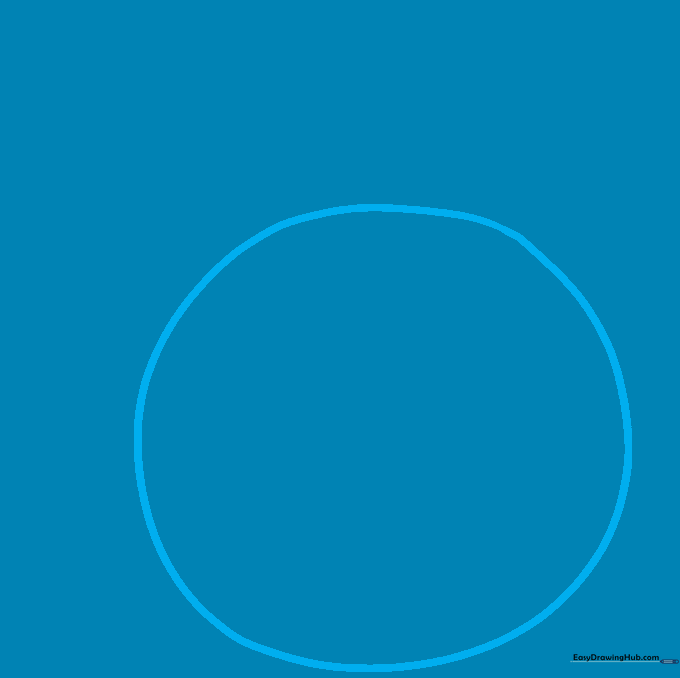 A simple, light pencil-sketched circle on a white background representing the base of a bubble.