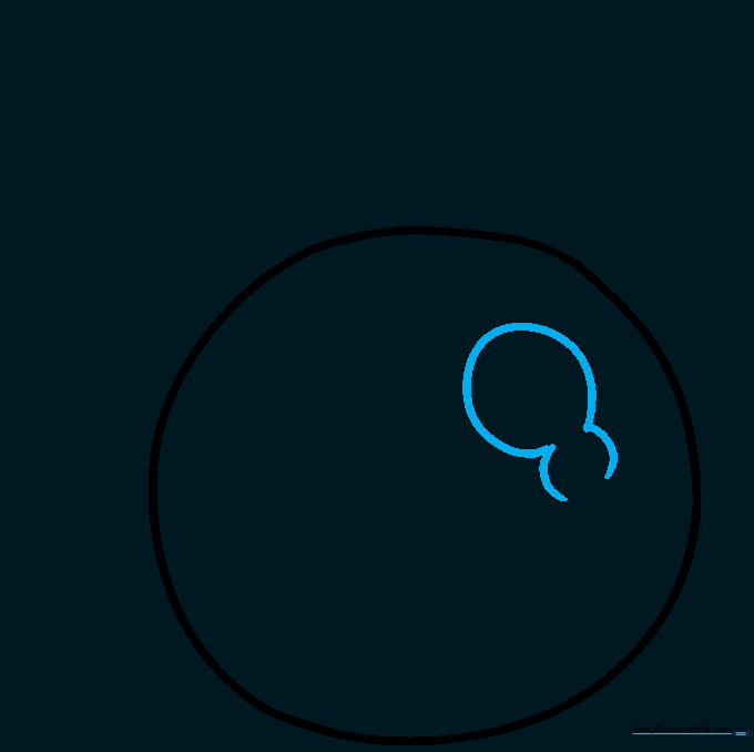 A circle with internal curved lines added to create the appearance of a glossy surface reflection.