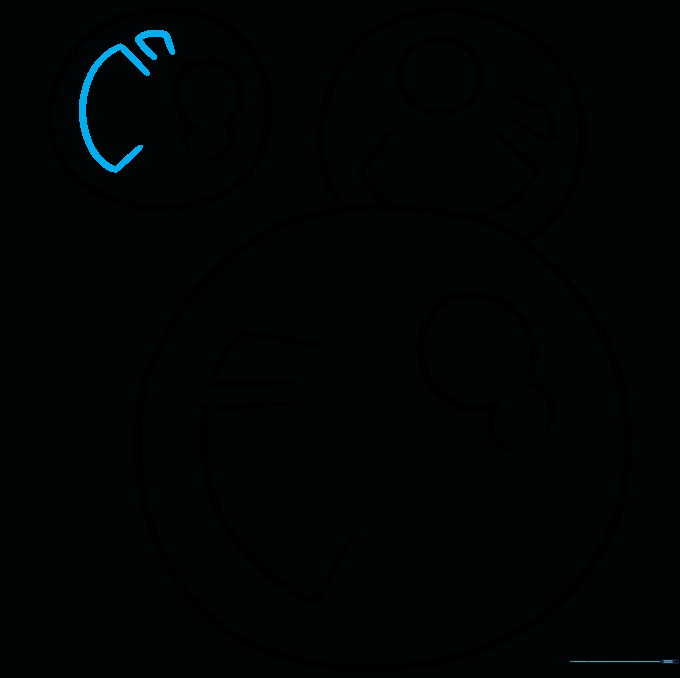 The completed line art for all three bubbles in the cluster.