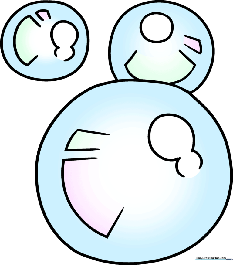 A vibrant, finished illustration of three colorful, glossy bubbles floating together.