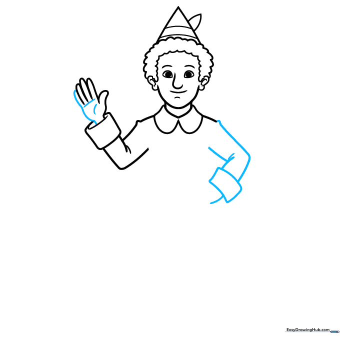 Adding the second arm and hand to the character drawing.