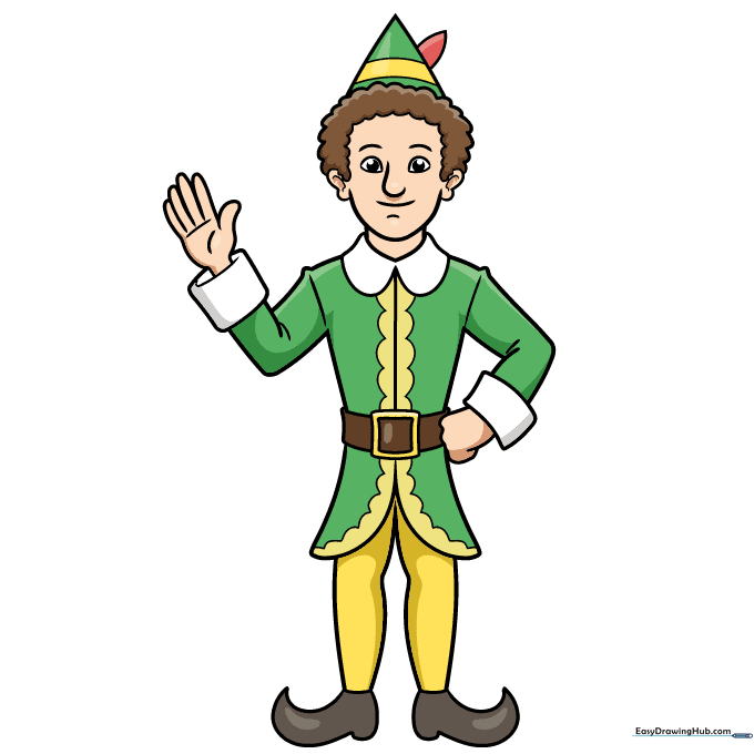 A fully colored, finished drawing of Buddy the Elf.