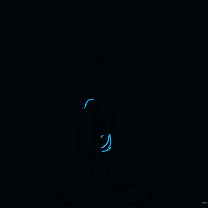 Drawing the shoulder and fluffy tail of Bugs Bunny.