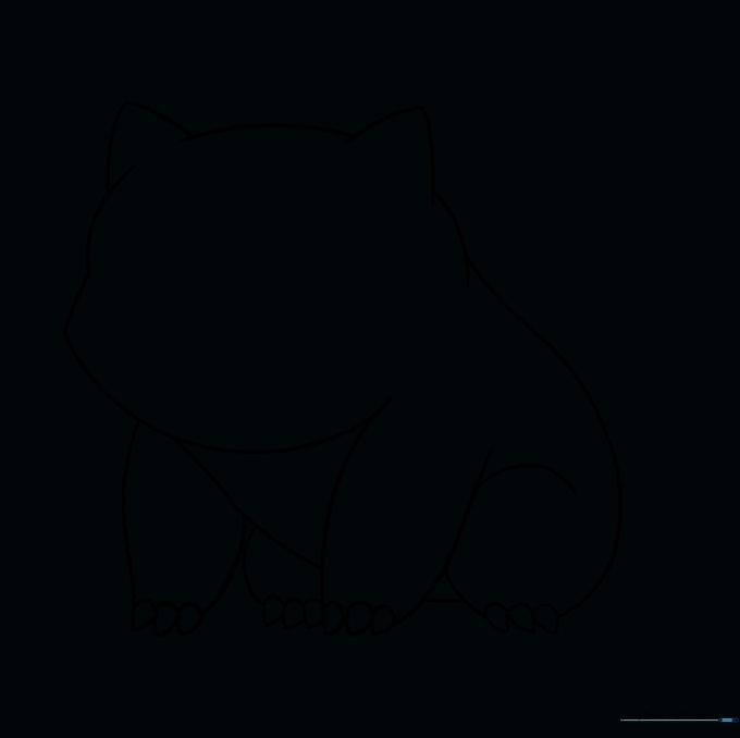 Cleaned line art of the Bulbasaur body with all internal guide lines removed.