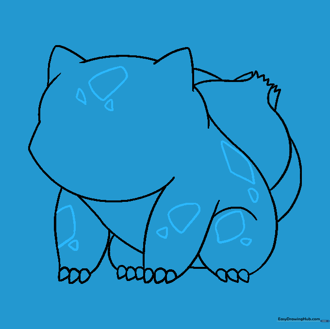 Detailed sketch showing diamond and triangular spots added to the head, body, and legs.