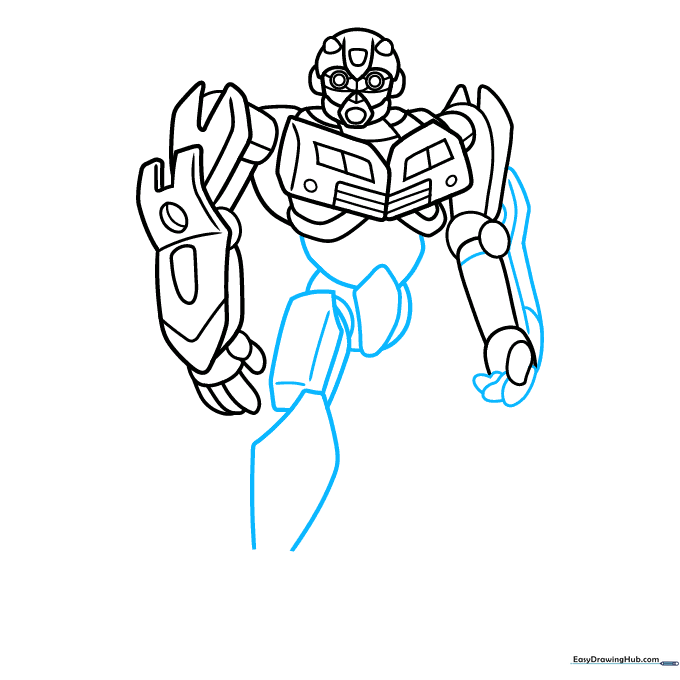 Sketching the hip and upper leg segments.