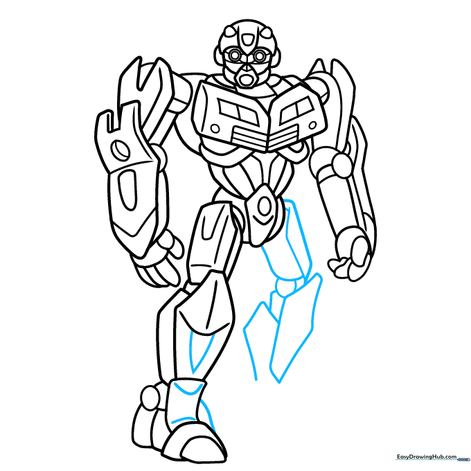 Adding knee joints and leg armor details.