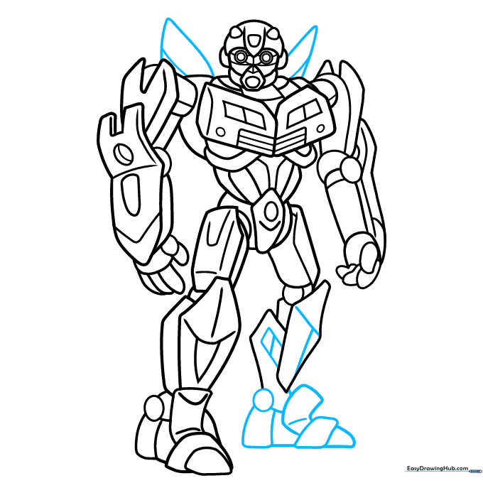 Finalizing the leg outline and adding back wings.
