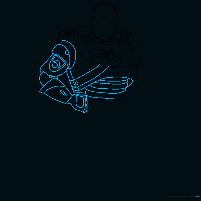 Drawing the segments of Buzz Lightyear's arm using overlapping shapes.