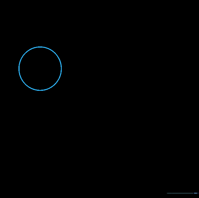 A hand-drawn circle representing the center of a candy piece on a white background.